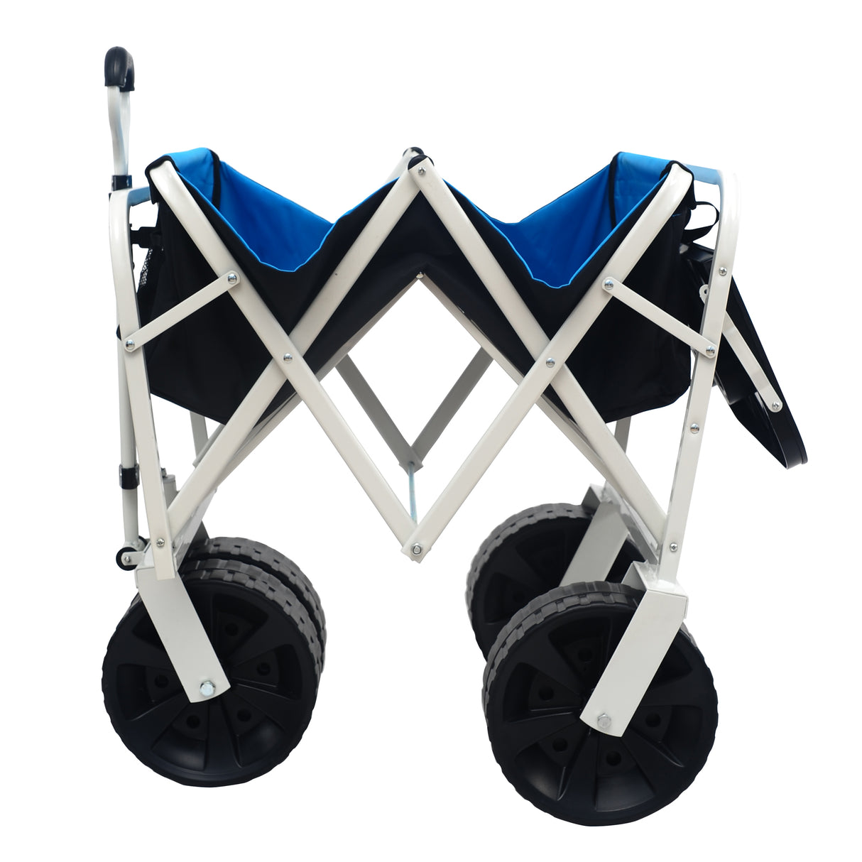 Folding Wagon Garden Shopping Beach Cart White Black Blue