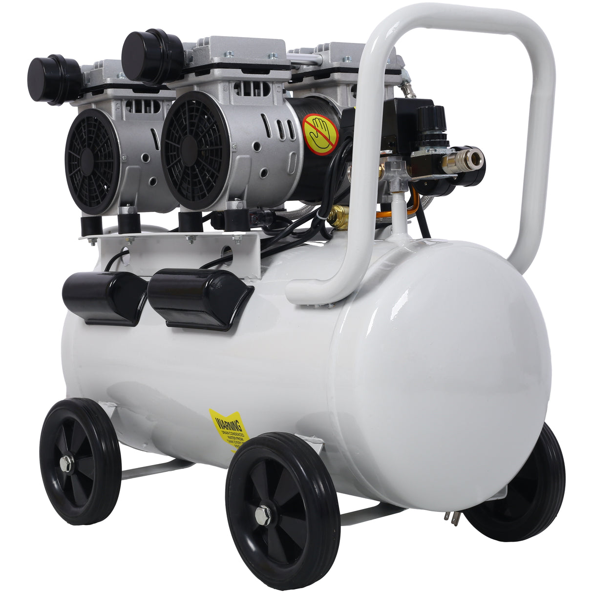 2.5 HP Silent Air Compressor 13 Gallon Oil-Free Electric Shop Portable Lightweight with Wheels 70 DBA Noise Level with Automatic Drain Valve Light Gray