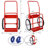 Large Dual Oxygen Tank Cart Dolly Double Cylinder 20" Pneumatic Wheels Includes two Fastening Belts