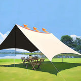 UV Protection Shade Canopy Weather Resistant Sand Beach Tent Camping Sun Shelter Portable Outdoor Windproof Pop Up Khaki