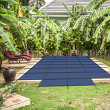 Ang Cover Safety ng Pool ay umaangkop sa 18x36ft Rectangular Ingground Winter Swimming Pool na may 4x8ft Center End Step Triple Stitched High Strength Mesh PP Great Rain Permeability Installation Hardware--Blue Mesh