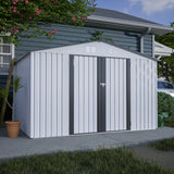 10X8 FT Outdoor Storage Shed Lahat ng Weather Metal na may Lockable Doors Tool para sa Patio ng Hardin sa Backyard Lawn Gray