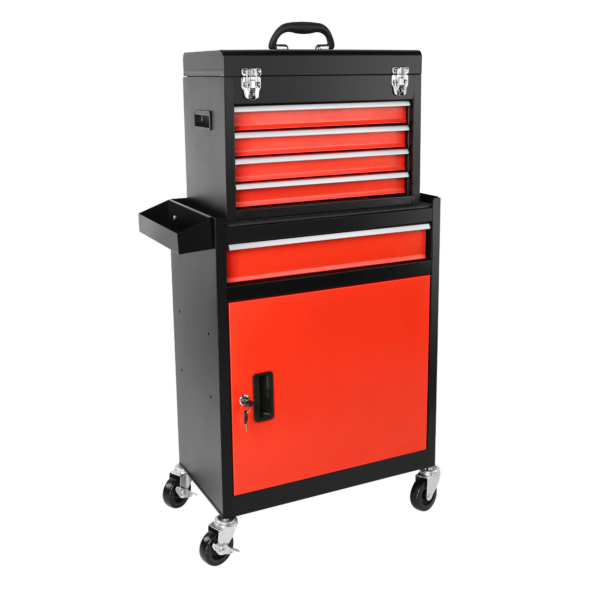 Tool Chest 5-Drawer Rolling Storage Cabinet with Detachable Top Box Liner Universal Lockable Wheels Locking Mechanism Metal Cart for Garage Workshop