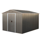 8x10ft Outdoor Metal Storage Shed Gray