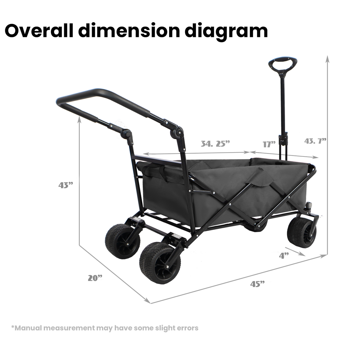 Chariot de jardin pliable, outil de parc utilitaire, couleur personnalisée, chariot de Camping pliable, chariot de plage de pique-nique en plein air, noir, capacité de 230 lb