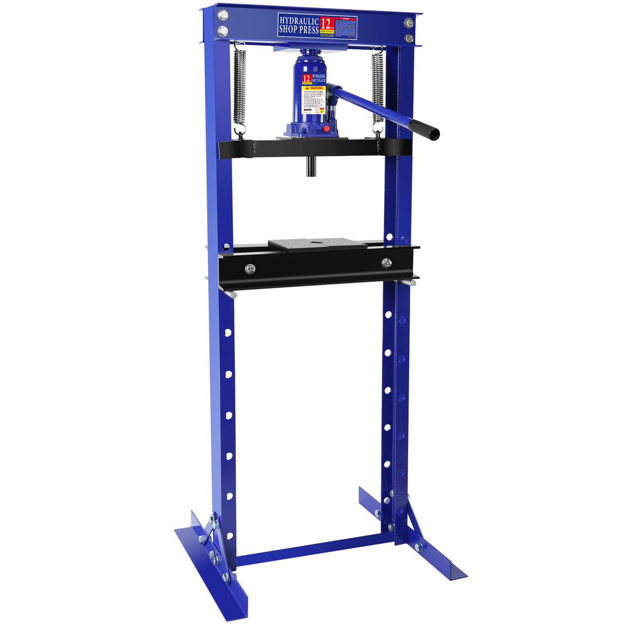 Hydraulic 12 Ton H-Frame Garage Floor Adjustable Shop Press with Plates Blue