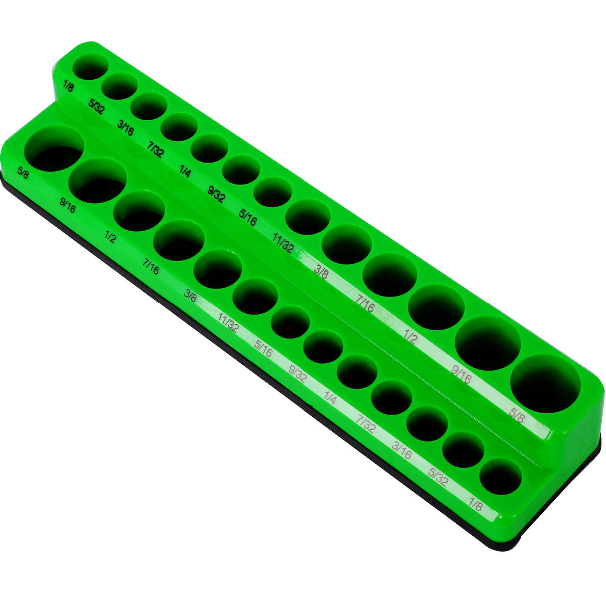 Ensemble de 6 supports de rangement de douilles magnétiques comprenant des plateaux métriques SAE de 1/4", 3/8" et 1/2" pouvant contenir 141 douilles de taille standard et de taille profonde (douille non incluse) - Vert et noir