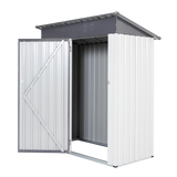 5x3x6ft Hardin Metal Storage Lifter Shed Mga Tool sa Panlabas na Pag-iimbak ng Rainproof Hinge Door Version Grey White