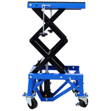 300 lbs Hydraulic Motorcycle Scissor Jack Lift Foot Step Wheels for Small Dirt Bikes Blue