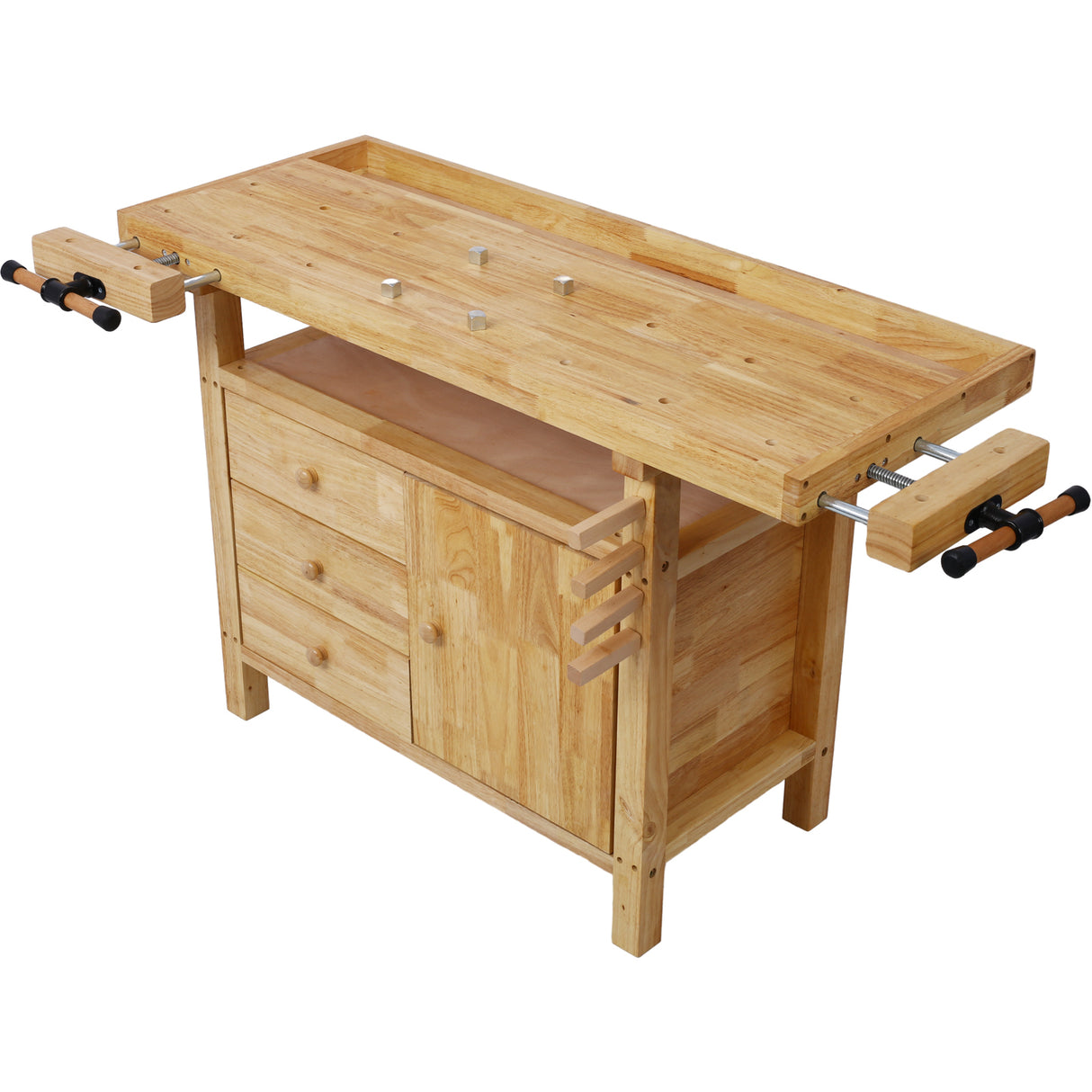 Wooden Workbench for Garage Workshop and Home with Bar Clamps Set 2 pcs 12 inch x 3 inch+ 2pcs 16 inch x 4-3/4" 4pcs Pack