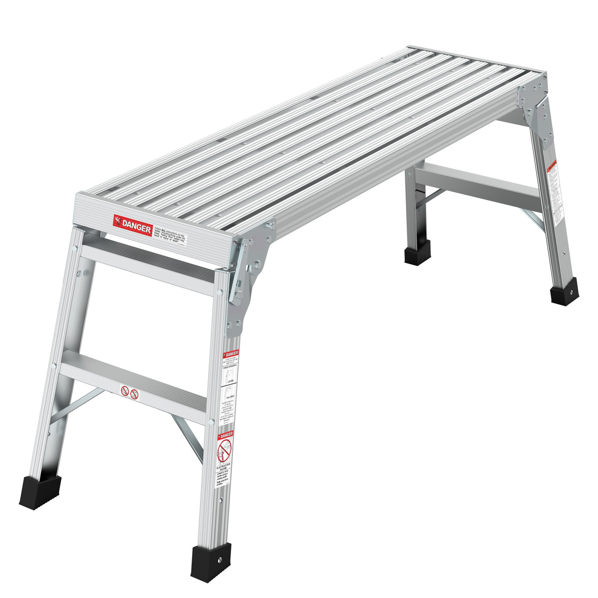 Work Platform Aluminum Portable Bench Folding Ladder ANSI Capacity 225 LBS 40"--Grey