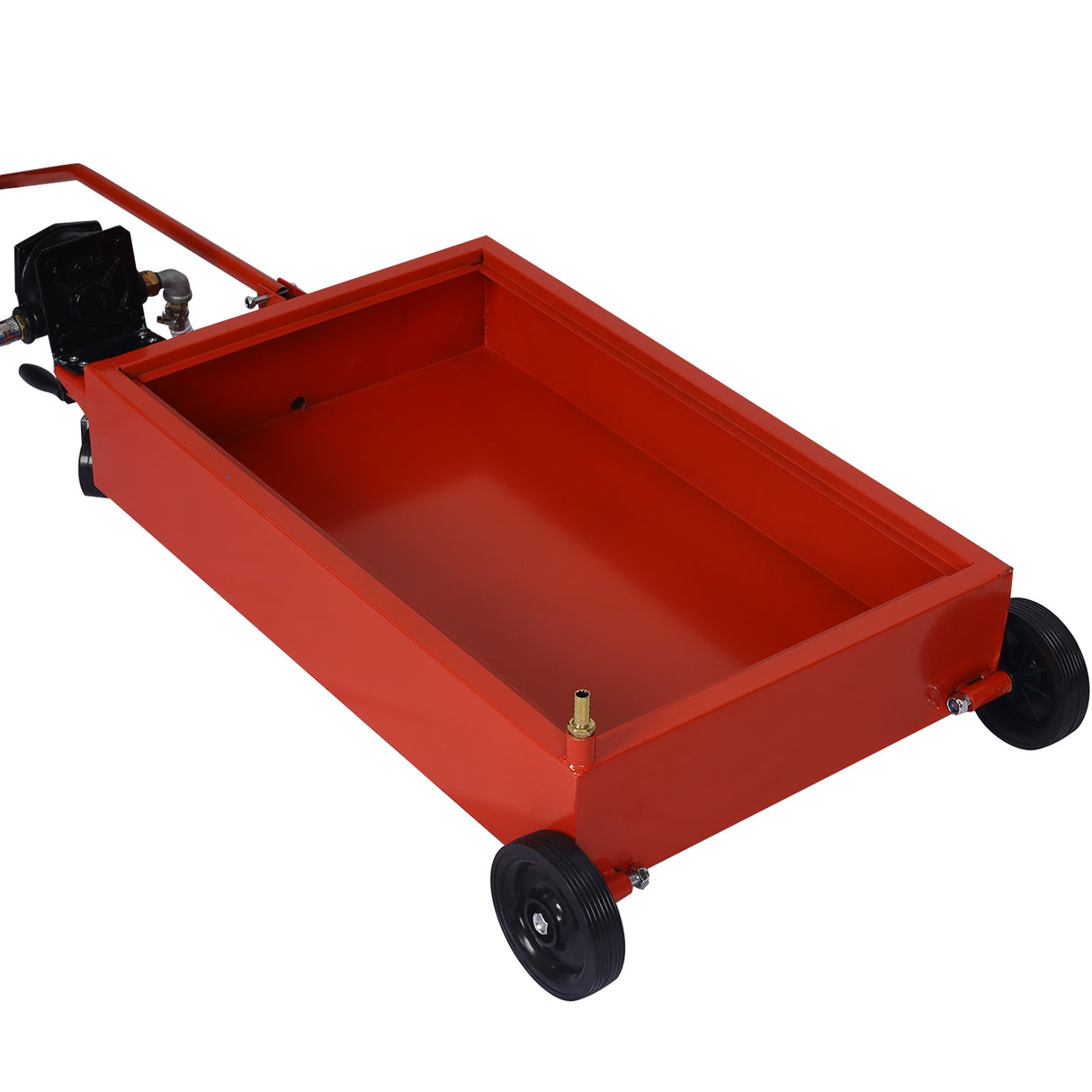 17-Gallon Low-Profile Oil Drain Pan na may Pump- Red