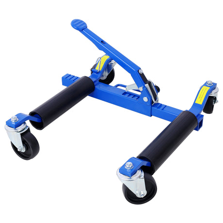 Set of 4Wheel Dolly Car Skates Vehicle Positioning Hydraulic Tire Jack Ratcheting Foot Pedal Lift Hydraulic Car Wheel Dolly 1250lbs--Blue