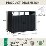 Garbage Bin Shed Stores 2 Trash Cans Metal Outdoor for Storage Stainless Galvanized Steel for Garden Yard Lawn Charcoal