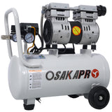 1.5HP Silent Oil-Free Air Compressor 8 Gallon Electric Shop Portable Lightweight with Wheels 70 DBA Noise Level with Automatic Drain Valve Light Gray