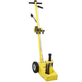 22 Ton Hydraulic Floor Jack Air-Operated Axle Bottle with 4 Extension Saddle Set Built-in Wheels Yellow