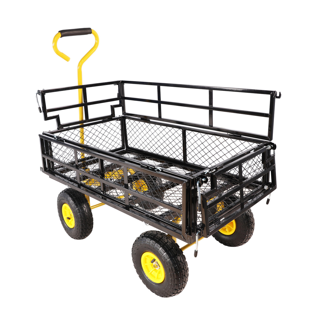 Wagon Cart Garden Trucks Transport Firewood Yellow Black