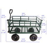 Wagon Cart Garden Trucks Transport Firewood Green Steel 600 lbs Capacity