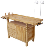 Wooden Workbench for Garage Workshop and Home with Bar Clamps Set 24 inch x 4-3/4 inch Throat Pack of 2