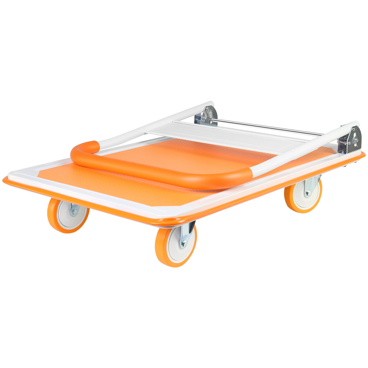 Carro de empuje plegable Dolly, plataforma móvil de alta resistencia con capacidad de 660 libras, carretilla de mano blanca y naranja