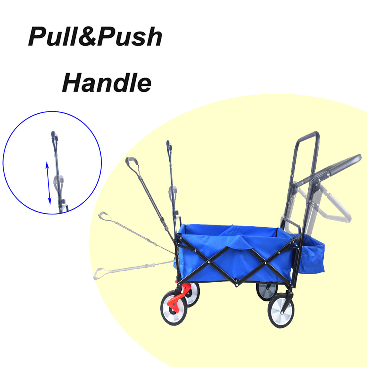 Folding Collapsible Outdoor Utility Wagon Heavy Duty Garden Portable Hand Cart Drink Holder Adjustable Handles Blue