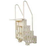 Escalera para piscina de 4 escalones, seguridad resistente para piscinas elevadas, sistema de entrada de escalera con pasamanos, 400 libras, color blanco