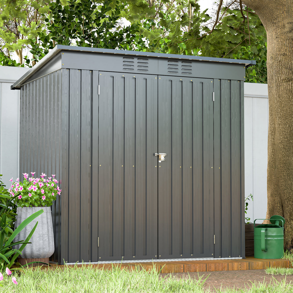 6 x 4 ft Outdoor Storage Shed All Weather Tool for Garden Backyard Lawn Black