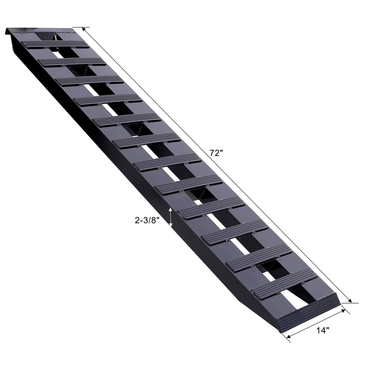 1 Pair Heavy-Duty Ramps with Top Hook Attaching End Universal Loading 72" X 14" 8800 LBS Aluminum--Black