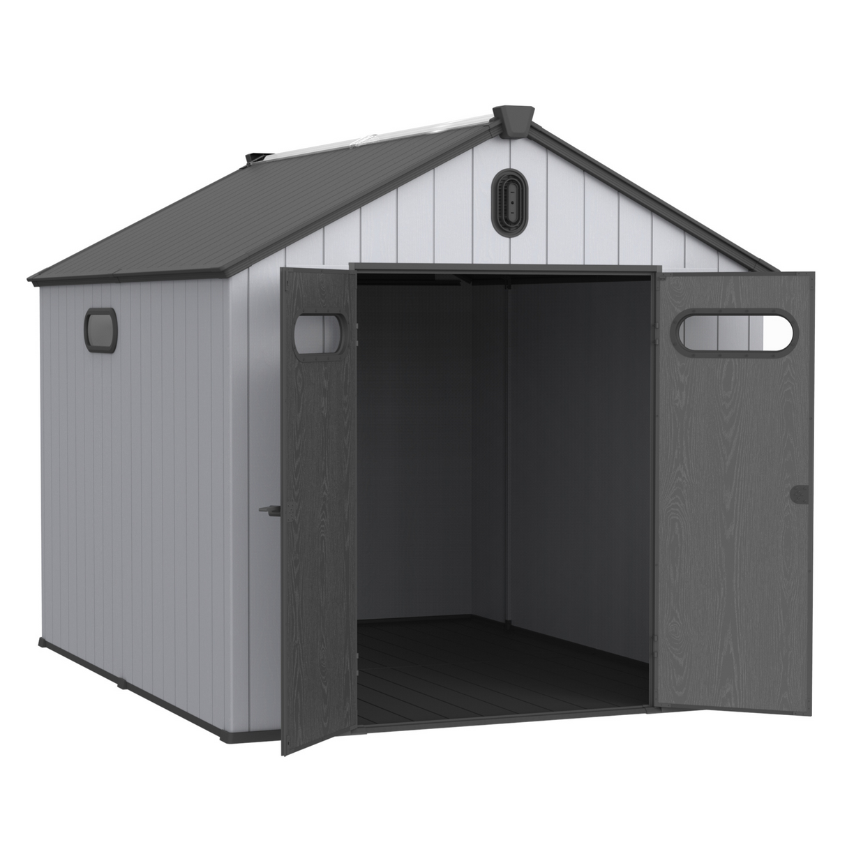 8×10ft Plastic Storage Shed para sa Backyard Garden Big Spire Tool Black Gray