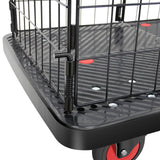 Foldable Platform Push Hand Truck Basket Cage Cart 660 lbs Capacity--Black+Red