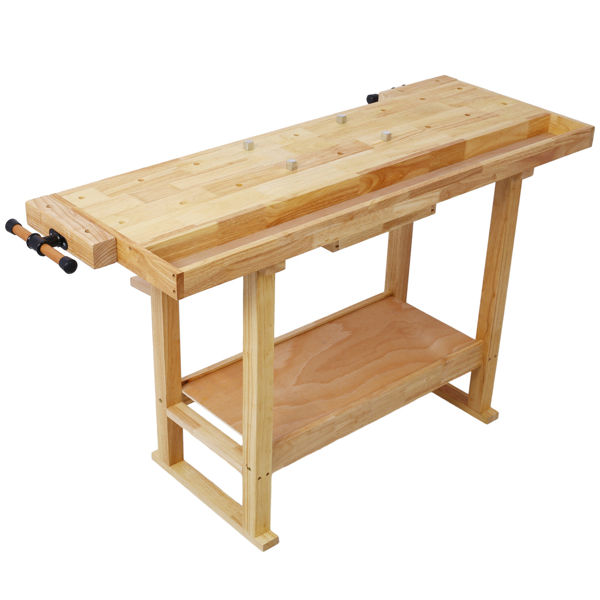 55-Inch Wood Workbench para sa Garage Workshop at Home--Natural