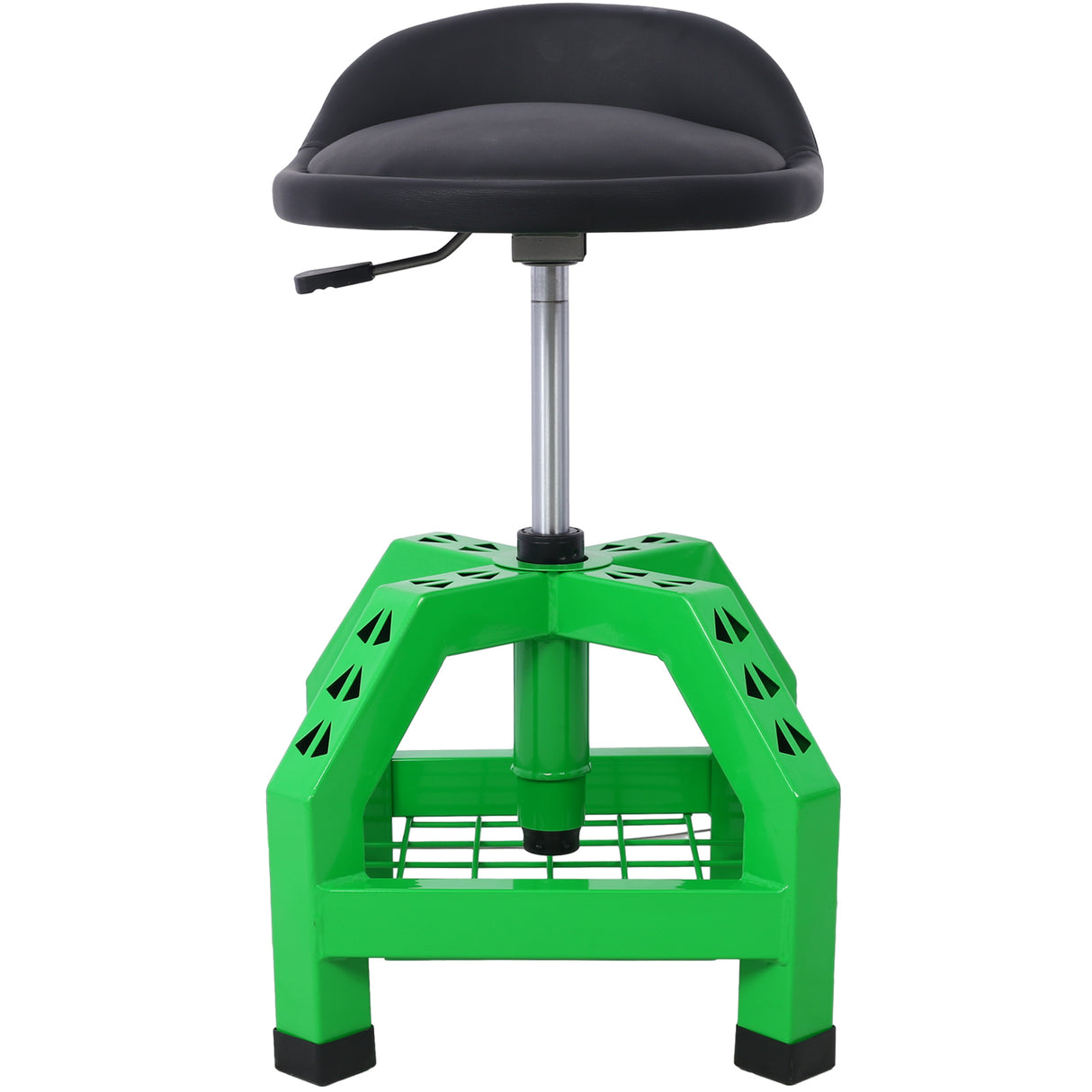 Taburete giratorio neumático de 360 ​​grados, asiento de enredadera rodante mecánico, taller rodante resistente con ruedas, capacidad de 300 libras, color verde