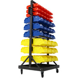 90 Parts Bin Shelving Storage Organizer na may Locking Wheels para sa Shop Garage at Home