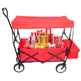 Chariot de plage pour courses de jardin, chariot pliable rouge