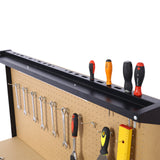 Steel Workbench Tool Storage Workshop Table W/Drawer and Peg Board 4xAC Outlets 2xUSB Ports