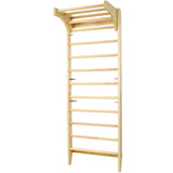 Wooden Swedish Ladder Stall Bars Set for Physical Therapy & Gymnastics with Adjustable Pull-up Bar 286 lbs Capacity