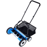 20-Inch 5-Blade Push Reel Lawn Mower with Grass Catcher 4 Wheels Blue