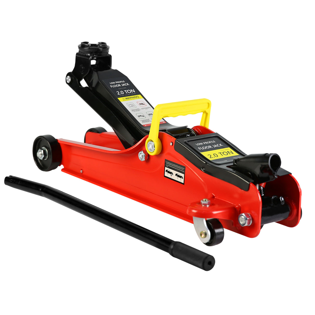 2 Ton Low Profile Heavy Duty Steel Racing Floor Jack with Single Piston Quick Lift Pump Lifting Range 3.3"-15.2"