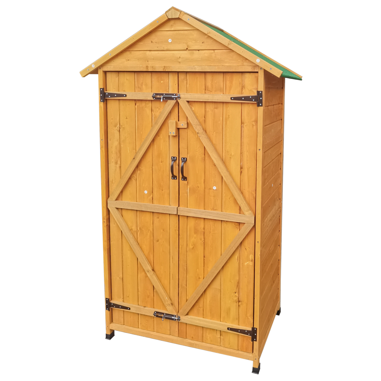 68.50"X 22.83"X 40.35" Wooden Shed Natural para sa Backyard Garden na Malaking Spire Tool Storage