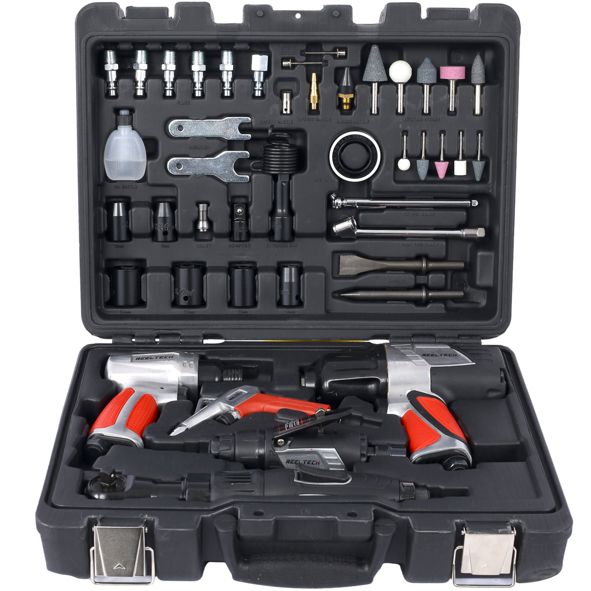 44-Piece Professional Air Tool Accessory Kit Impact Wrench Air Ratchet Die Grinder Blow Gun Air Hammer Dual Air Chuck Tire Gauge and Accessories