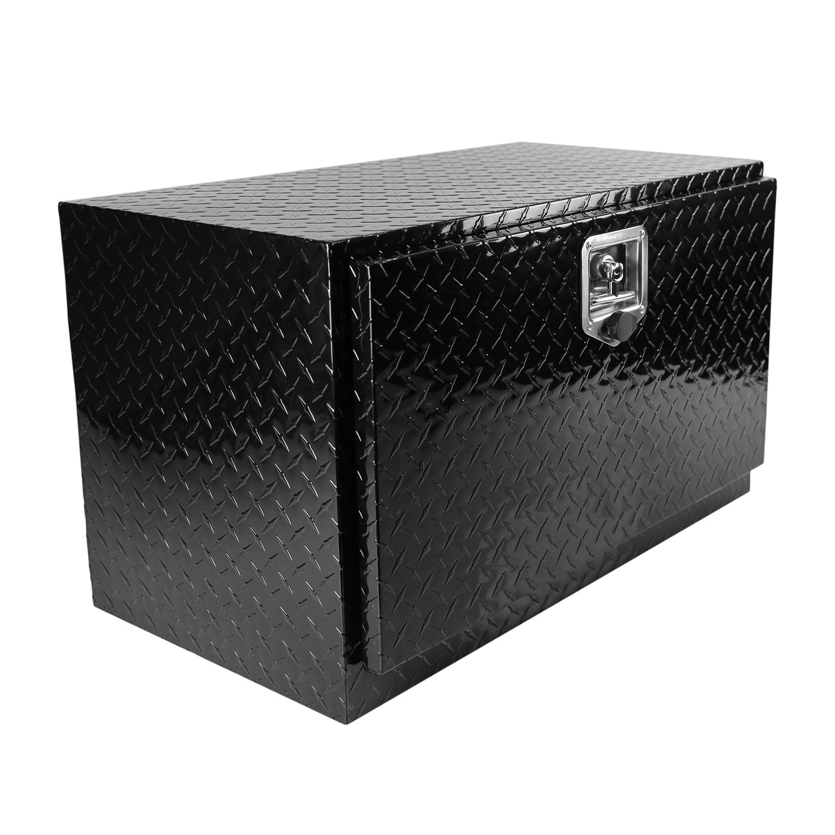 Caja de herramientas chapada en rayas de aluminio de 30 pulgadas, camioneta, camioneta, remolque, RV, organizador de almacenamiento cuadrado impermeable con cerradura y llaves, negro 30 pulgadas (30,1 "× 17,1" × 17,9 ")