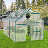 6X10FT Polycarbonat-Gewächshaus mit erhöhtem Sockel und Anker, robustes begehbares Aluminium für den Garten im Freien, ganzjährig grün