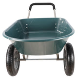 Wheel Barrow Two wheeled Trolley for Green Garden 15 inch Pneumatic 300 lbs Capacity