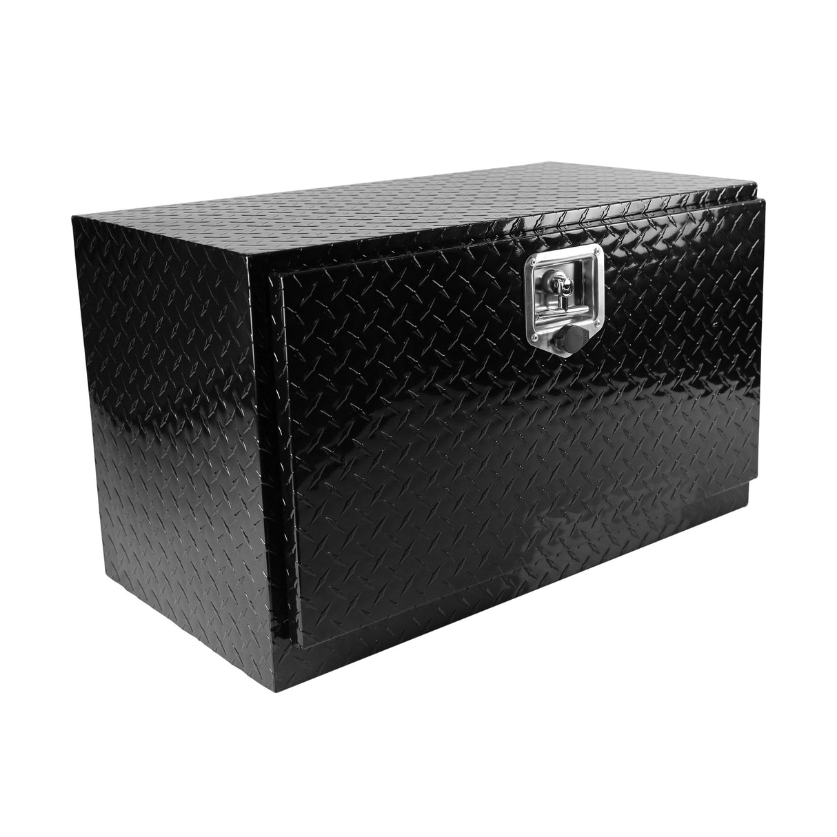 30 Inch Aluminum Stripes Plated Tool Box Pick Up Truck Bed RV Trailer Waterproof Square Storage Organizer with Lock and Keys Black 30"(30.1"×17.1"×17.9")