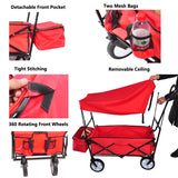 Chariot de plage pour courses de jardin, chariot pliable rouge