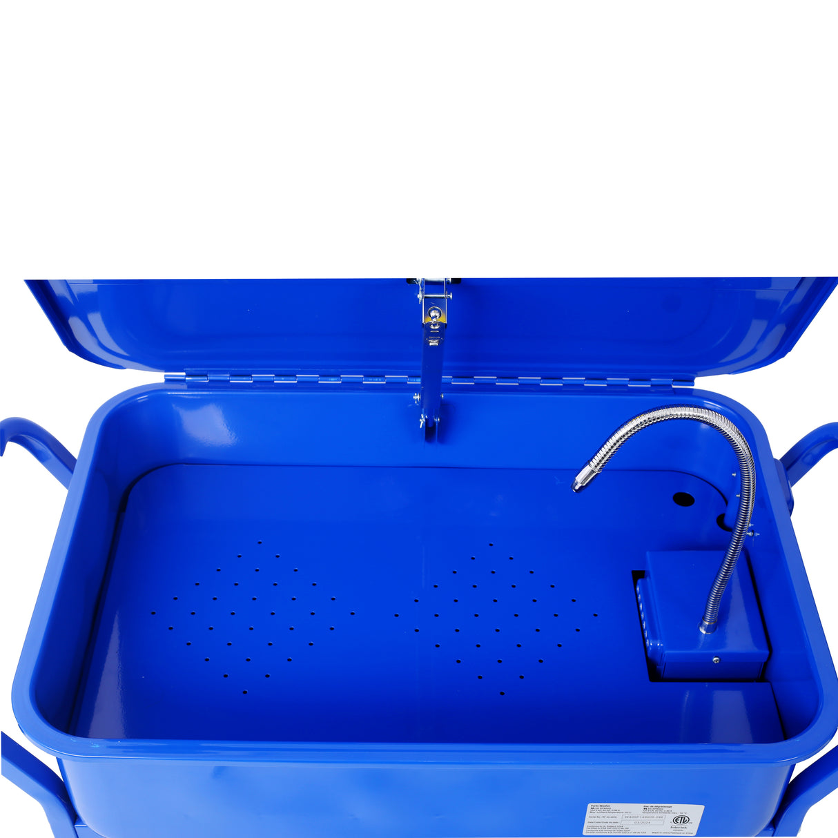 Mobile Parts Washer 20 Gallon Capacity Portable Parts Cleaner for Use with Water Based Cleaning Solutions Heavy Duty 20 Gauge Steel 325 GPH Pump Power with Drain Tray