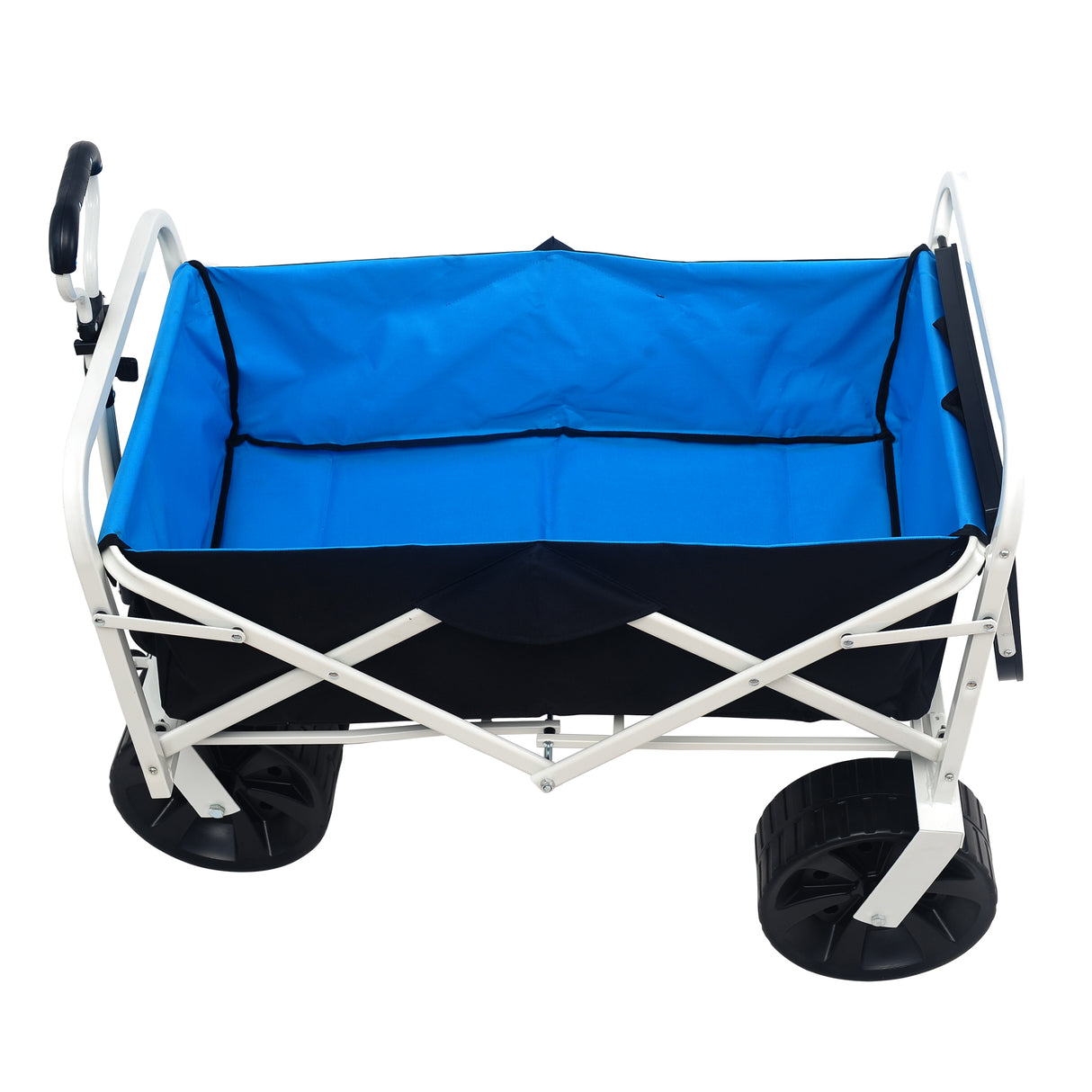 Folding Wagon Garden Shopping Beach Cart White Black Blue