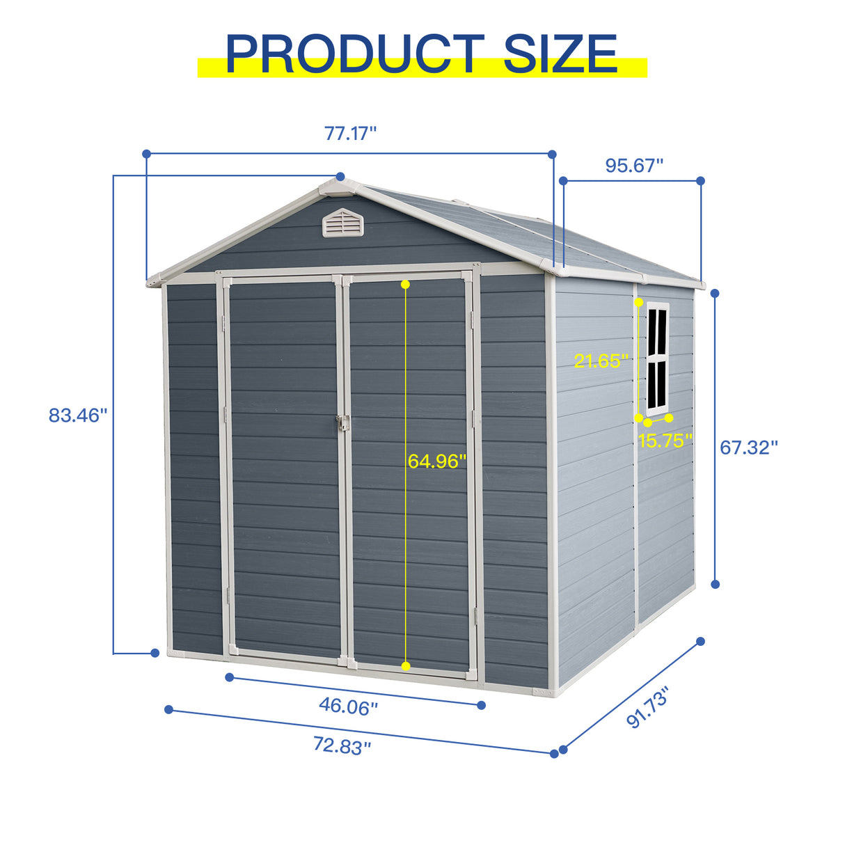 Kit de cobertizo de almacenamiento para exteriores de resina de 6x8 pies, perfecto para almacenar muebles de jardín, color gris