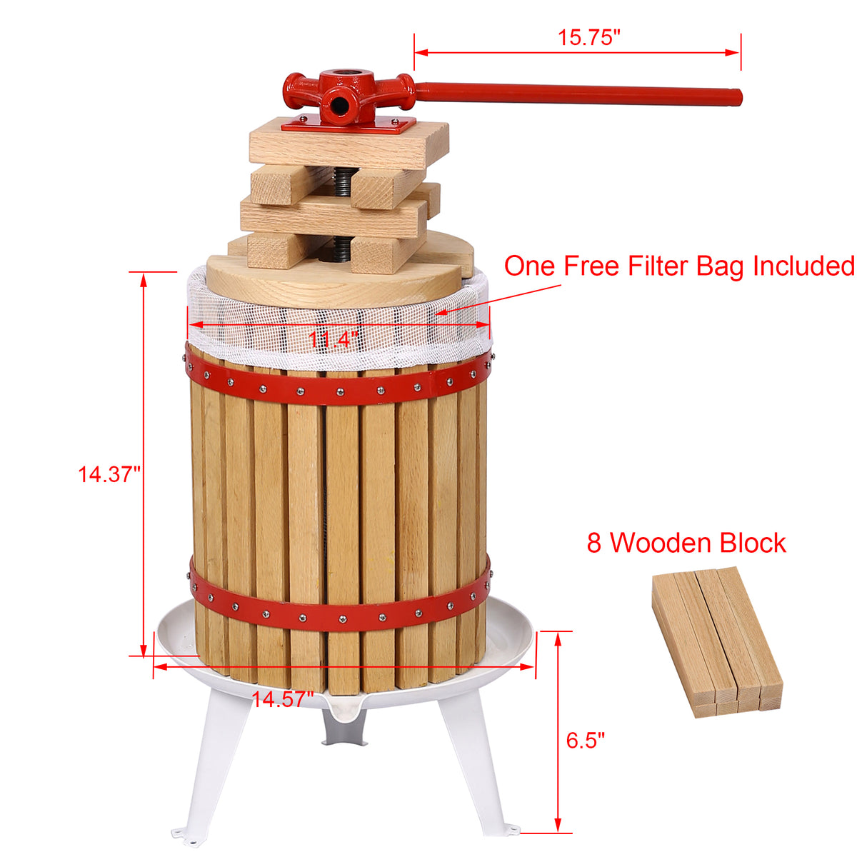 Fruit Wine Press and Crusher and Filter Bag 100% Nature Apple Grape Berries Crusher Manual Juice Maker for Kitchen