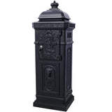 Mailbox Residential The Court Large-Capacity Letter Box Garden Floor Safety Outdoor Rainproof Postbox Statue--Black